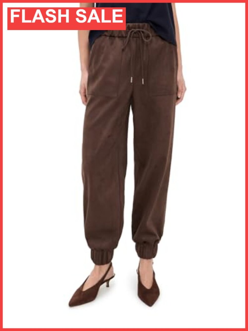 Faux Suede Joggers High Rise Drawstring Active Sweatpants